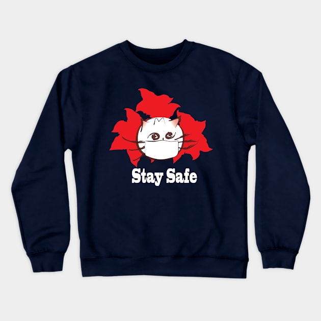 Stay Safe cute cat Crewneck Sweatshirt by Vivid Art Design